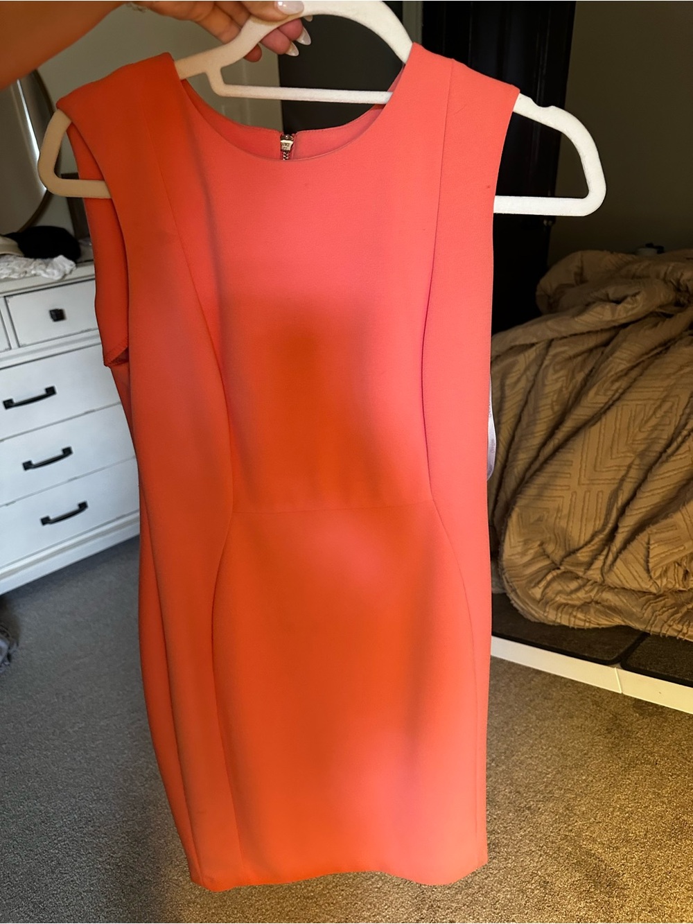 Calvin Klein Coral-Orange Sleeveless Shift Dress